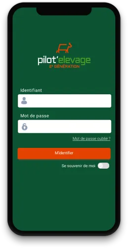 iphone avec l'application pilot-elevage ouverte